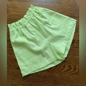 EIKO AI Green Ruffle Shorts Pockets‎ Comfy Luxury Tropical Summer High Rise S M